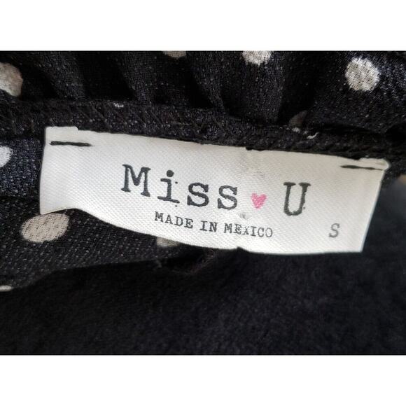 Miss U Women's Black Ruffle Polyester V-Neck Long Sleeve Knee Length Dress Small - Picture 9 of 12